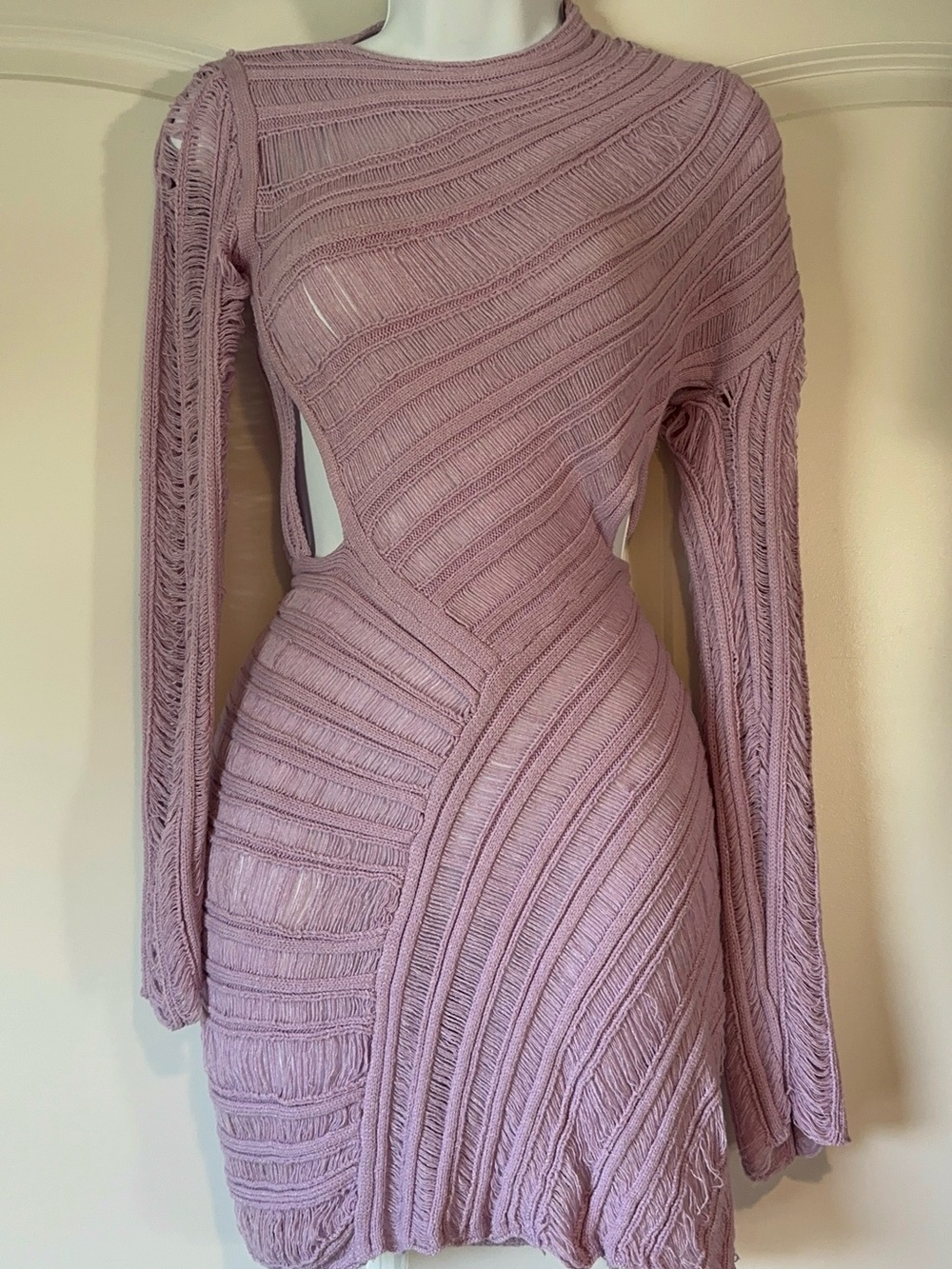 Peppermayo Lilac Cutout Long Sleeve Knit Dress